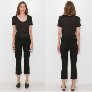 L'AGENCE Charlotte Black Mid-Rise Cropped Flare Jeans 30 Noir